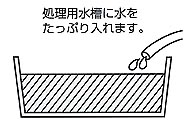 新型ネズミ捕獲器　処理用水槽に水を入れます。