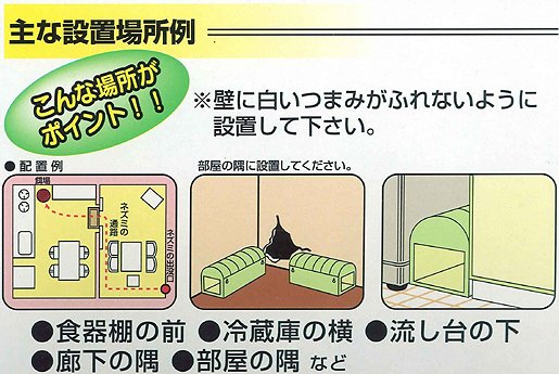 新型ネズミ捕獲器　主な設置場所例