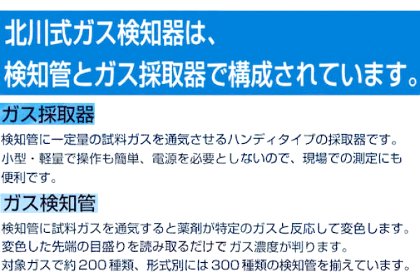 北川式ガス検知器　 [北川式ガス検知器は、検知管とガス採取器で構成されています。]